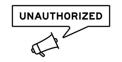 Megaphone icon with speech bubble in word unauthorized on white background Stock Illustration