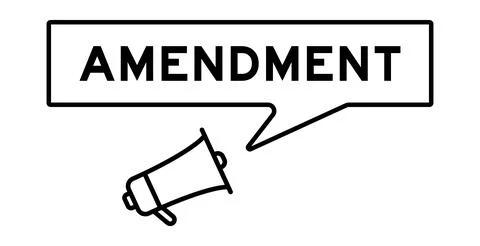 Megaphone icon with speech bubble in word amendment on white background Illustrazione stock
