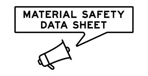 Megaphone icon with speech bubble in word masterial safety data sheet on wh.. Ilustración de archivo