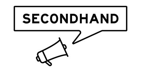 Megaphone icon with speech bubble in word secondhand on white background Stock Illustration