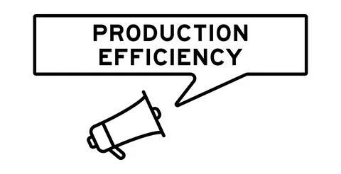 Megaphone icon with speech bubble in word production efficiency on white ba.. Stock Illustration