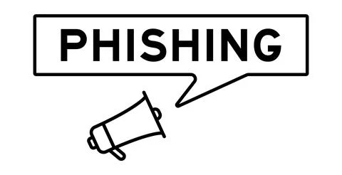 Megaphone icon with speech bubble in word phishing on white background Stock Illustration