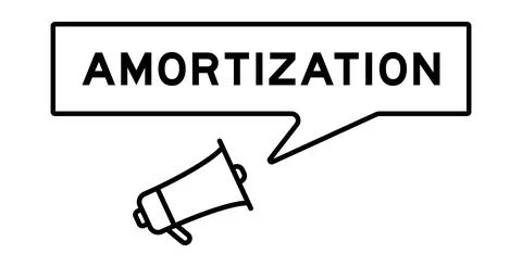 Megaphone icon with speech bubble in word amortization on white background Stock Illustration