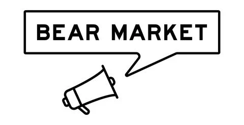 Megaphone icon with speech bubble in word bear market on white background 스톡 일러스트