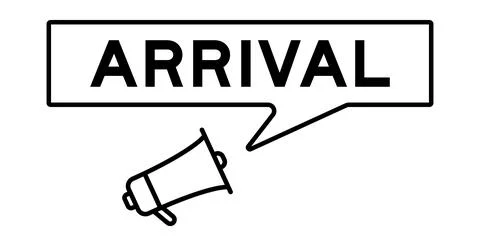 Megaphone icon with speech bubble in word arrival on white background Stock-Illustration