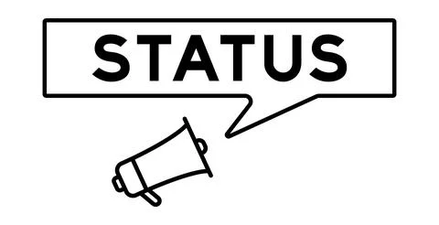 Megaphone icon with speech bubble in word status on white background Stock Illustration