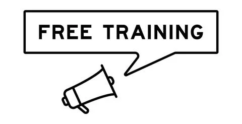 Megaphone icon with speech bubble in word free training on white background Stock Illustration