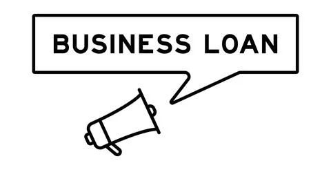 Megaphone icon with speech bubble in word business loan  on white background Stock Illustration