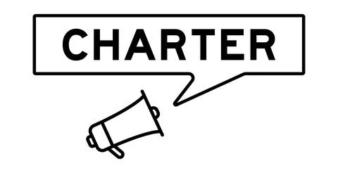 Megaphone icon with speech bubble in word charter on white background Illustrazione stock