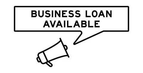 Megaphone icon with speech bubble in word business loan available on white .. Stock Illustration