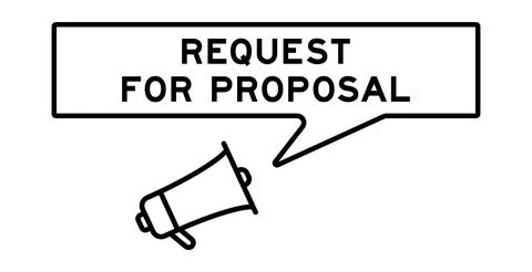 Megaphone icon with speech bubble in word request for proposal on white bac.. Stock Illustration
