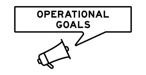 Megaphone icon with speech bubble in word operational goals on white backgrou イラスト素材