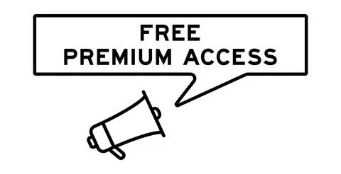 Megaphone icon with speech bubble in word free premium access on white back.. Illustrazione stock