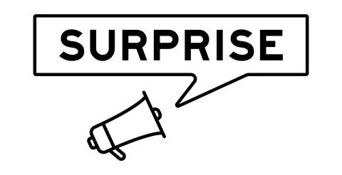 Megaphone icon with speech bubble in word surprise on white background Stock Illustration