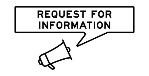 Megaphone icon with speech bubble in word request for information on white .. Stock Illustration