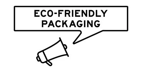 Megaphone icon with speech bubble in word eco friendly packaging on white b.. 库存插图