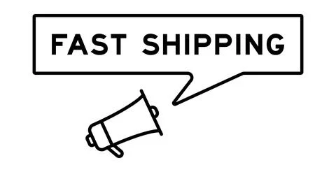 Megaphone icon with speech bubble in word fast shipping on white background Illustrazione stock