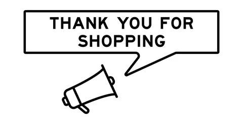 Megaphone icon with speech bubble in word thank you for shopping on white b.. Stock Illustration