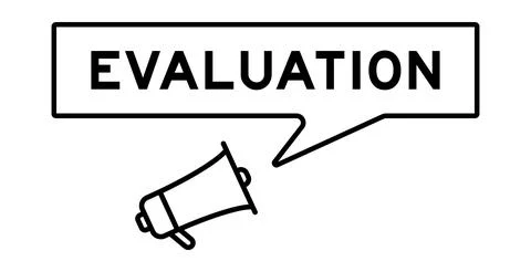 Megaphone icon with speech bubble in word evaluation on white background Stock Illustration