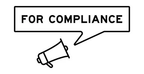 Megaphone icon with speech bubble in word for compliance on white background Stock Illustration