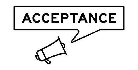 Megaphone icon with speech bubble in word acceptance on white background Stock Illustration