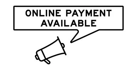 Megaphone icon with speech bubble in word online payment available on white.. Stock Illustration