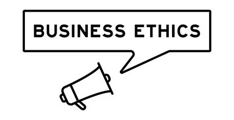 Megaphone icon with speech bubble in word business ethics on white background Illustrazione stock