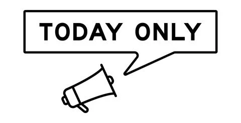 Megaphone icon with speech bubble in word today only on white background Illustrazione stock