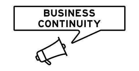 Megaphone icon with speech bubble in word business continuity on white back.. Stock Illustration