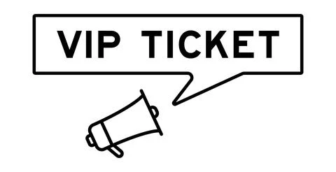 Megaphone icon with speech bubble in word VIP ticket on white background Illustrazione stock