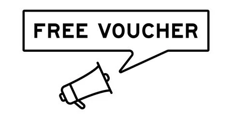Megaphone icon with speech bubble in word free voucher on white background Stockillustratie