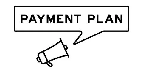 Megaphone icon with speech bubble in word payment plan on white background Ilustração Stock
