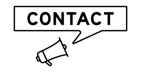 Megaphone icon with speech bubble in word contact on white background Illustrazione stock
