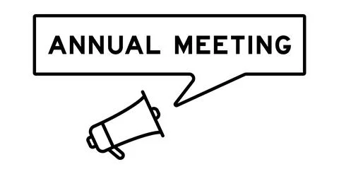Megaphone icon with speech bubble in word annual meeting on white background Stock Illustration