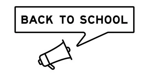 Megaphone icon with speech bubble in word back to school on white background Illustrazione stock