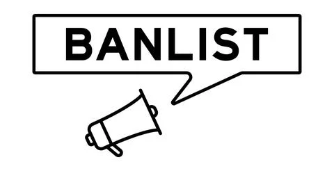 Megaphone icon with speech bubble in word banlist on white background Illustrazione stock
