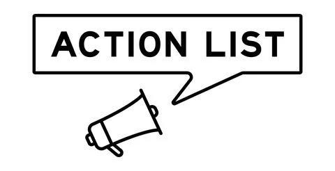 Megaphone icon with speech bubble in word action list on white background Stock Illustration