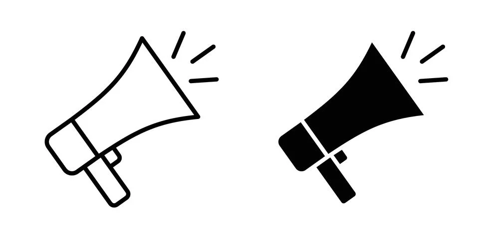 Megaphone icon vector concepts, line and silhouette style Stock Illustration