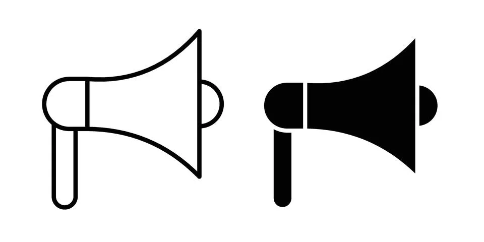 Megaphone icon vectors. Illustrations in black Stock Illustration