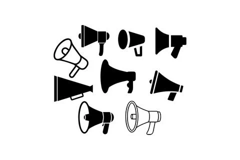 Megaphone Icons Set in Various Styles. Vector illustration design. Stock Illustration