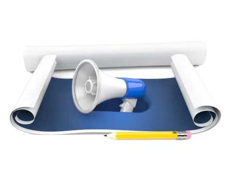 Megaphone inside blueprint Stock Illustration