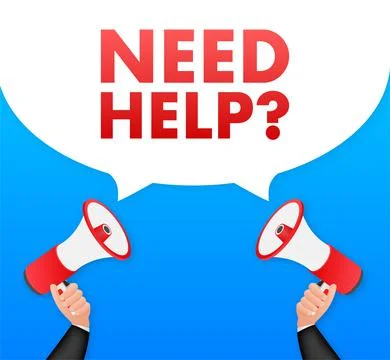 Megaphone label with need help. Megaphone banner. Web design. Vector stock Stock-Illustration