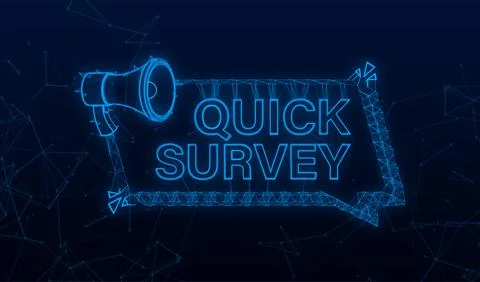 Megaphone label with quick survey. Megaphone banner Plexus. Web design. Vector Illustrazione stock