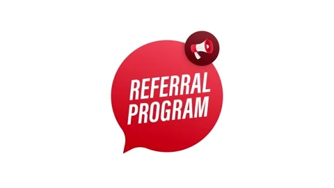 Megaphone label with referral program. Megaphone banner. Web design. Motion Vídeos de archivo 196874965