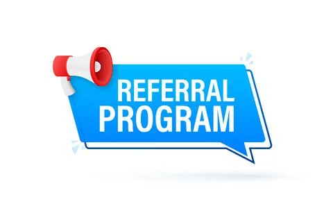 Megaphone label with referral program. Megaphone banner. Web design. Vector Stock Illustration