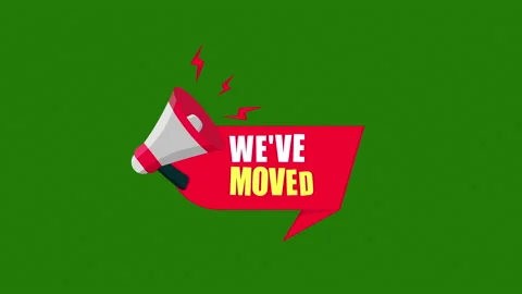 Megaphone label with We've Moved. Stock Footage 171785338