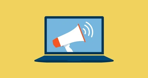 Megaphone on a laptop screen Stock Footage 118091238