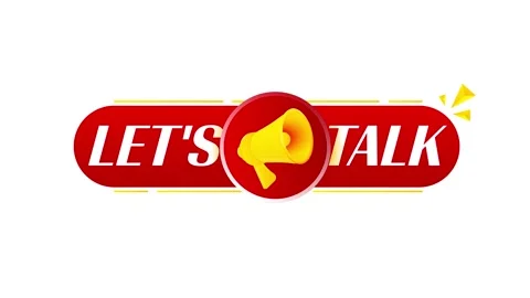 Megaphone with let's talk banner on white background. Web design. 4K video Stock Footage 226802200