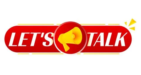 Megaphone with let's talk on white background. Megaphone banner. Web design Stock Illustration