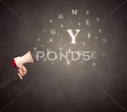 Megaphone with letters Stock Photos